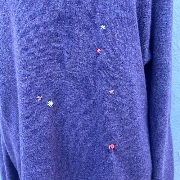 Upcycled Sweater Purple Cashmere Mens large J.Crew embroidered fiber art - Picture 5 of 9